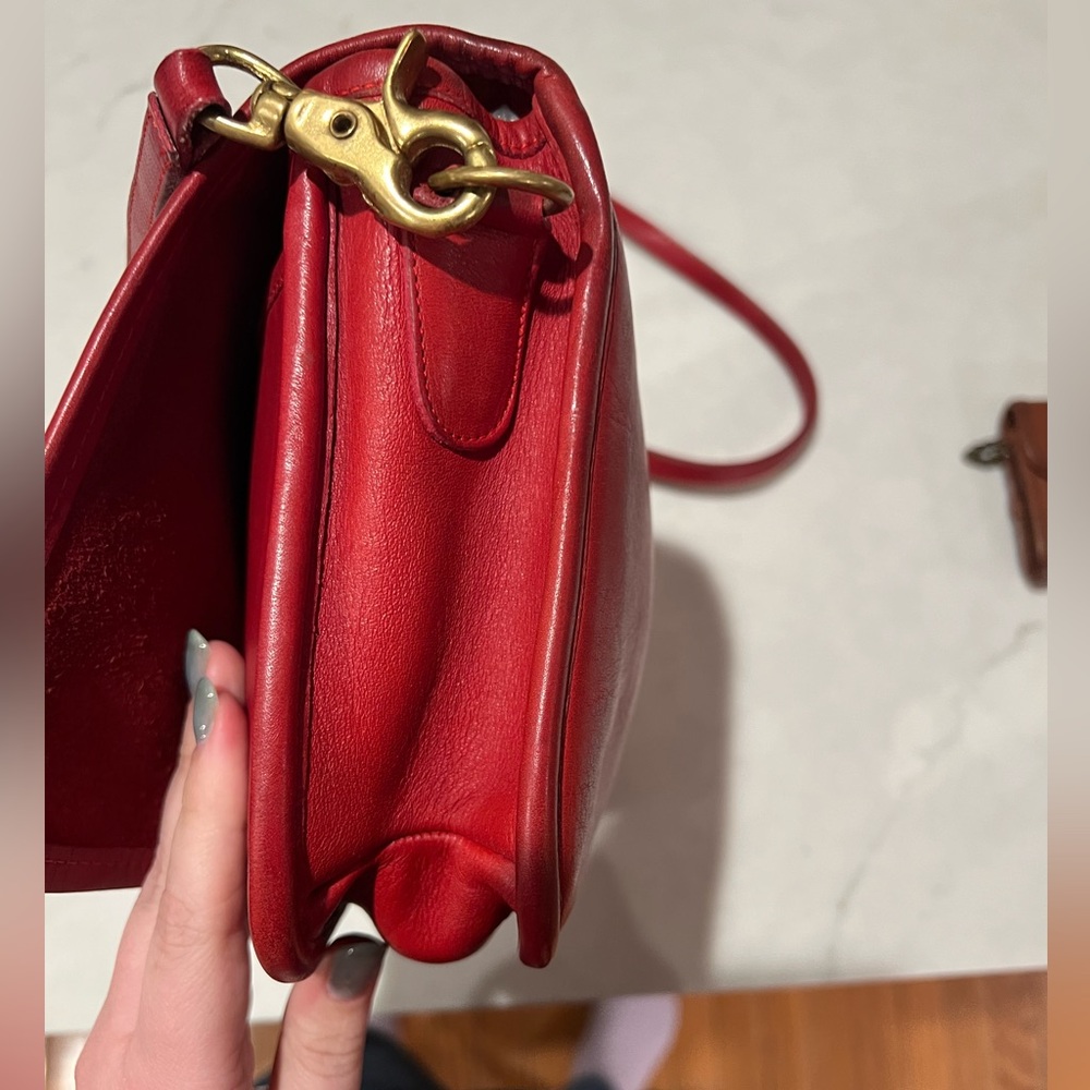 Vintage 1997 Coach Red Leather Convertible Clutch 9635 Bag - Picture 13 of 15